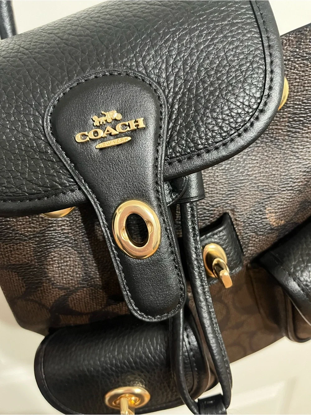 Coach Hadley Black & Brown Signature Mini Backpack